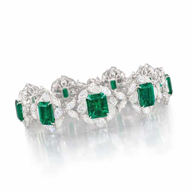 Columbian emerald and diamond bracelet from Sotheby's Auction.